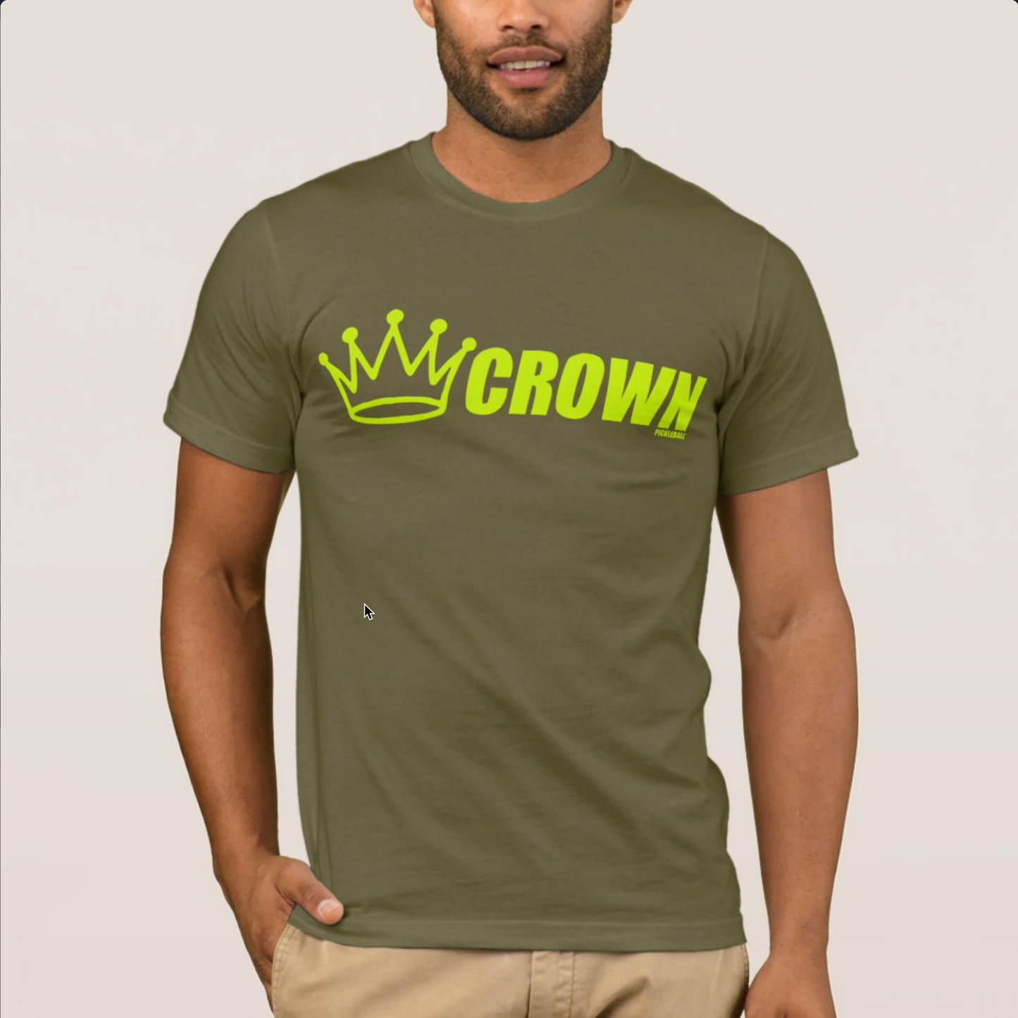 CROWN PICKLEBALL - Men's Horizontal Logo Shirt (Army/Lime)
