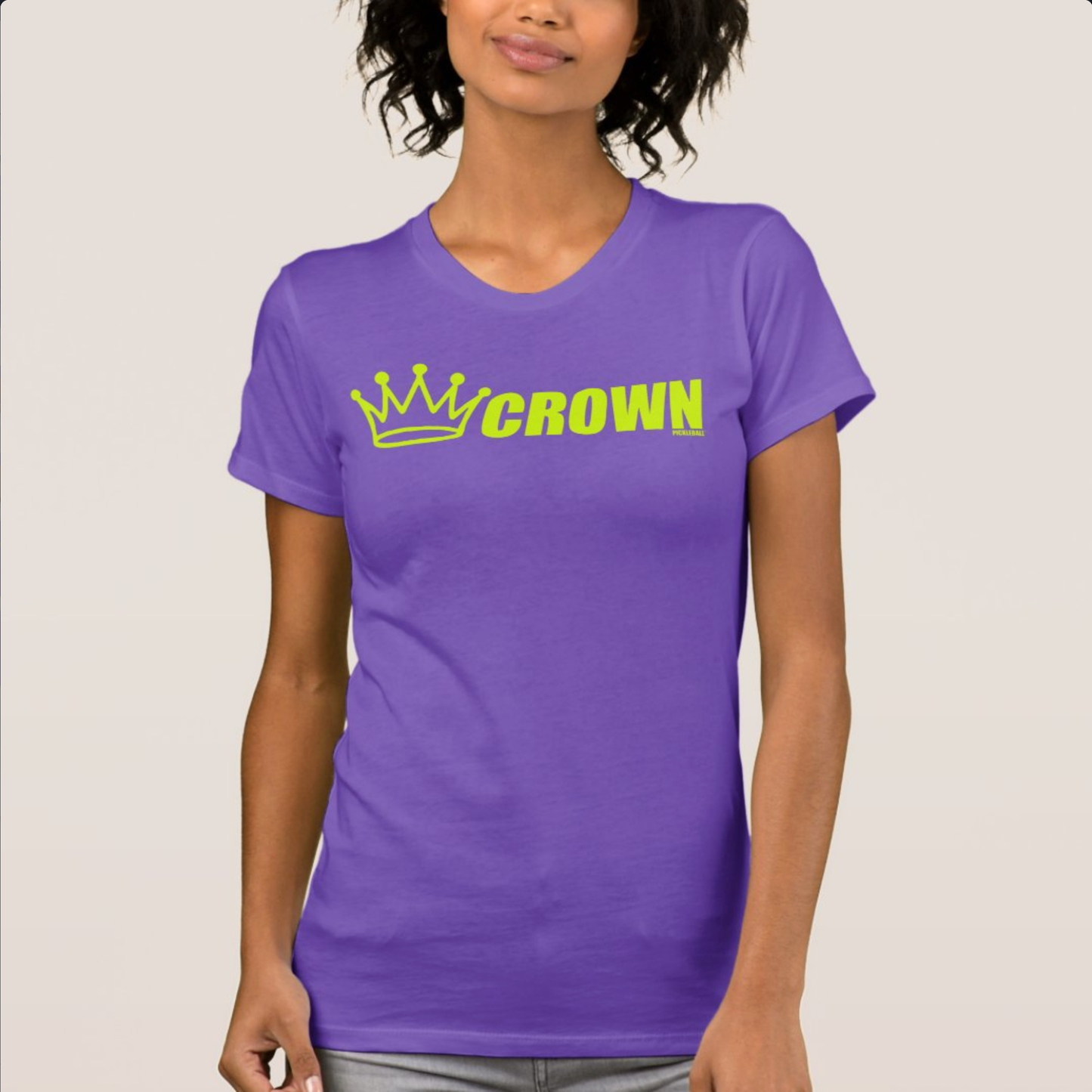 CROWN PICKLEBALL - Women's Horizontal Logo Shirt (Purple/Lime)