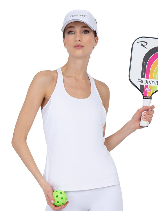 Aubrey Double Layer Athleisure Tank - White x CROWN PICKLEBALL