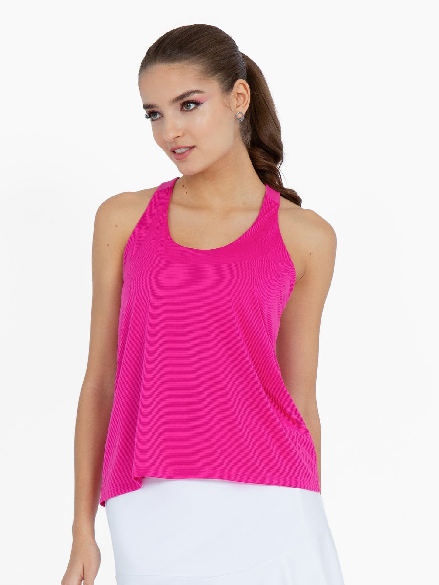 Double-Layered "T" Racer Back Camila Tank - Raspberry Pink x CROWN PICKLEBALL