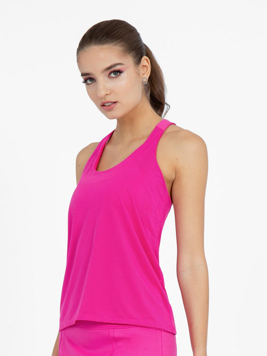 Double-Layered "T" Racer Back Camila Tank - Raspberry Pink x CROWN PICKLEBALL