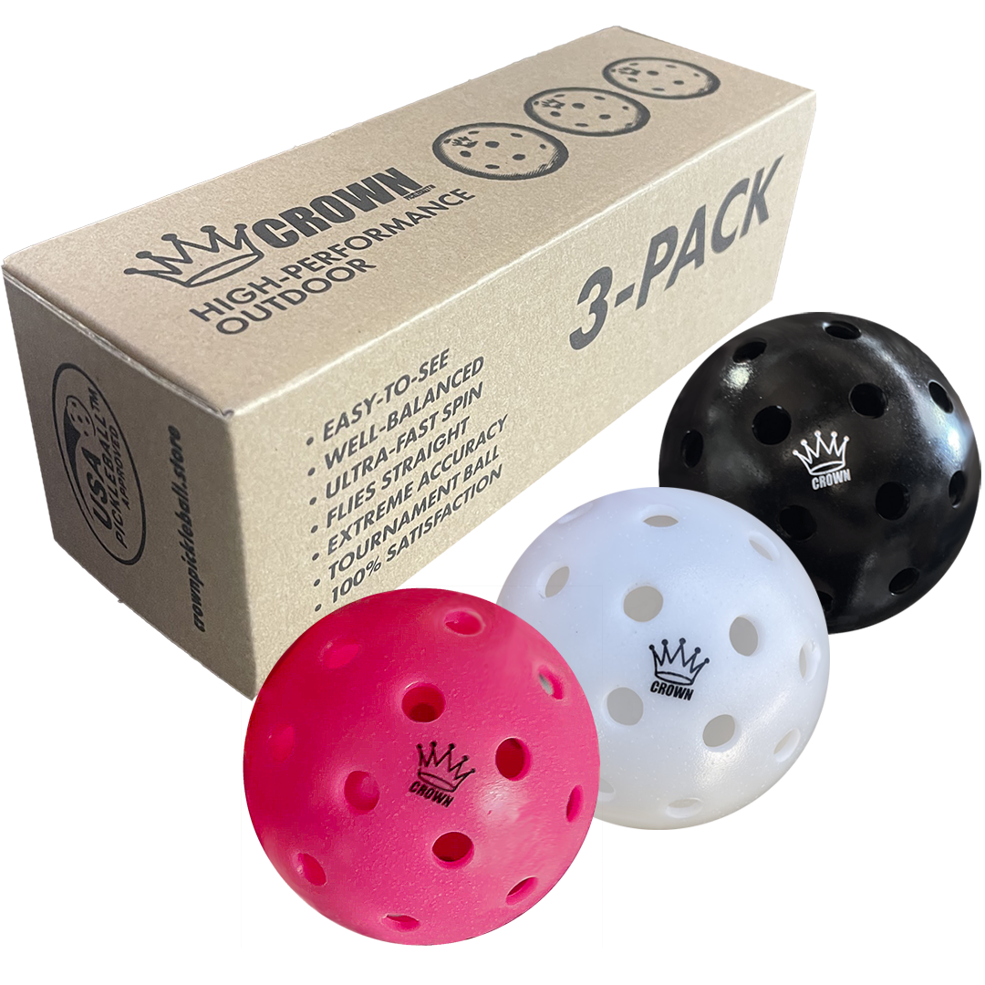 CROWN PICKLEBALL - High-Performance NEAPOLITAN OUTDOOR Pickleballs (3-PACK PINK, COCONUT, BLACKBERRY)