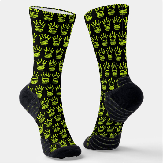 CROWN PICKLEBALL - Logo Socks (Black/Lime)
