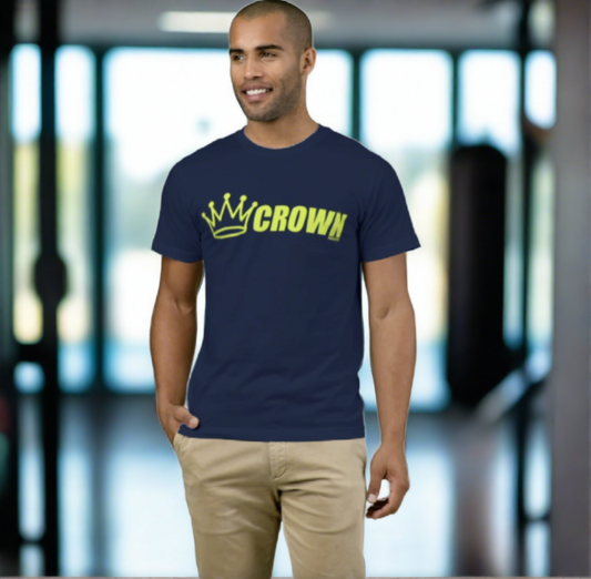 CROWN PICKLEBALL - Men's Horizontal Logo Shirt (Navy/Lime)